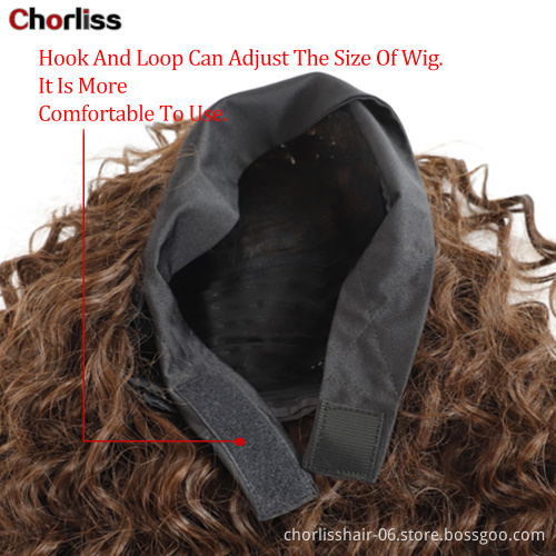 Wholesale Hot Sale 24''long Light Brown Black Headband Turban Wig Deep Curl Scarf Wigs Synthetic Afro Hair Extension For Women